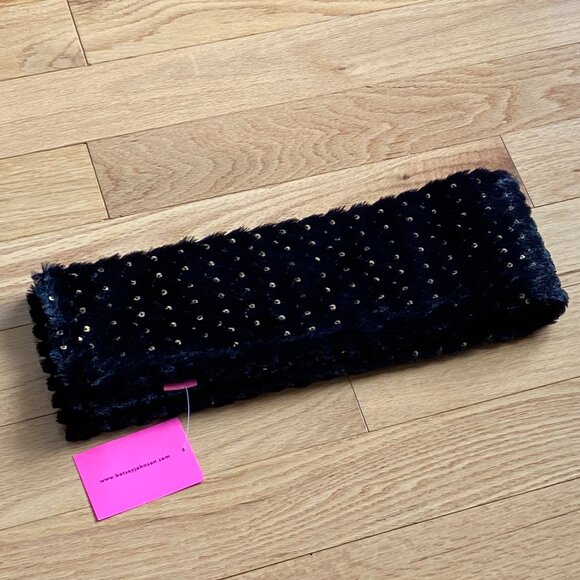 NEW Betsey Johnson Scarf - BLING! Black with Gold Sequins - Picture 2 of 2